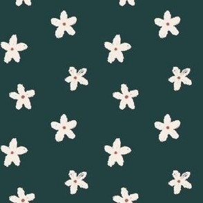 Small hand drawn flowers in Dark green