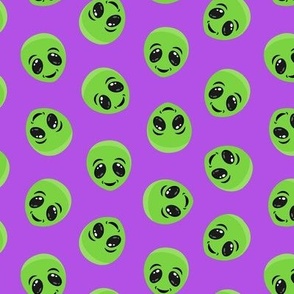 cute aliens - extraterrestrial - ET - UFO - purple - LAD21