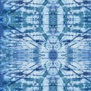 White Bluegreen Ice Dyed