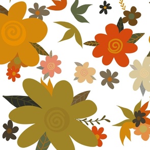Autumn Flowers with White Background