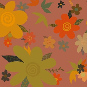 Autumn Flowers with Deep Pink Background