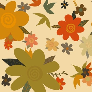 Autumn Flowers with Cream Background