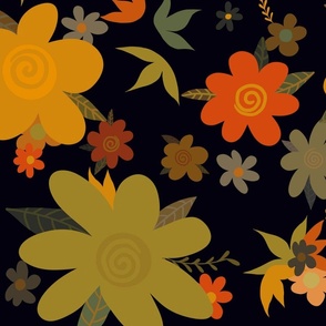 Autumn Flowers with Black Background