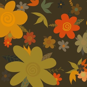 Autumn Flowers with Brown