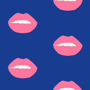 Blue PInk Lips Pop Art mid century Goth Punk 