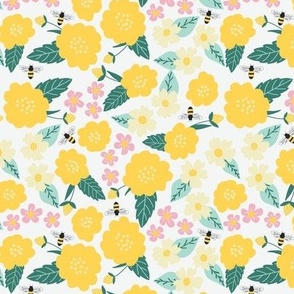 Bee Mine: Yellow Tossed Floral & Bee 
