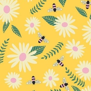 Bee Mine: Yellow Bee Daisy Floral