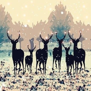 Deer in the snowy forest