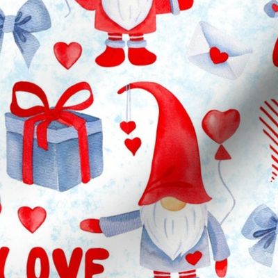 Large Scale Valentine Love Gnomes Blue and Red
