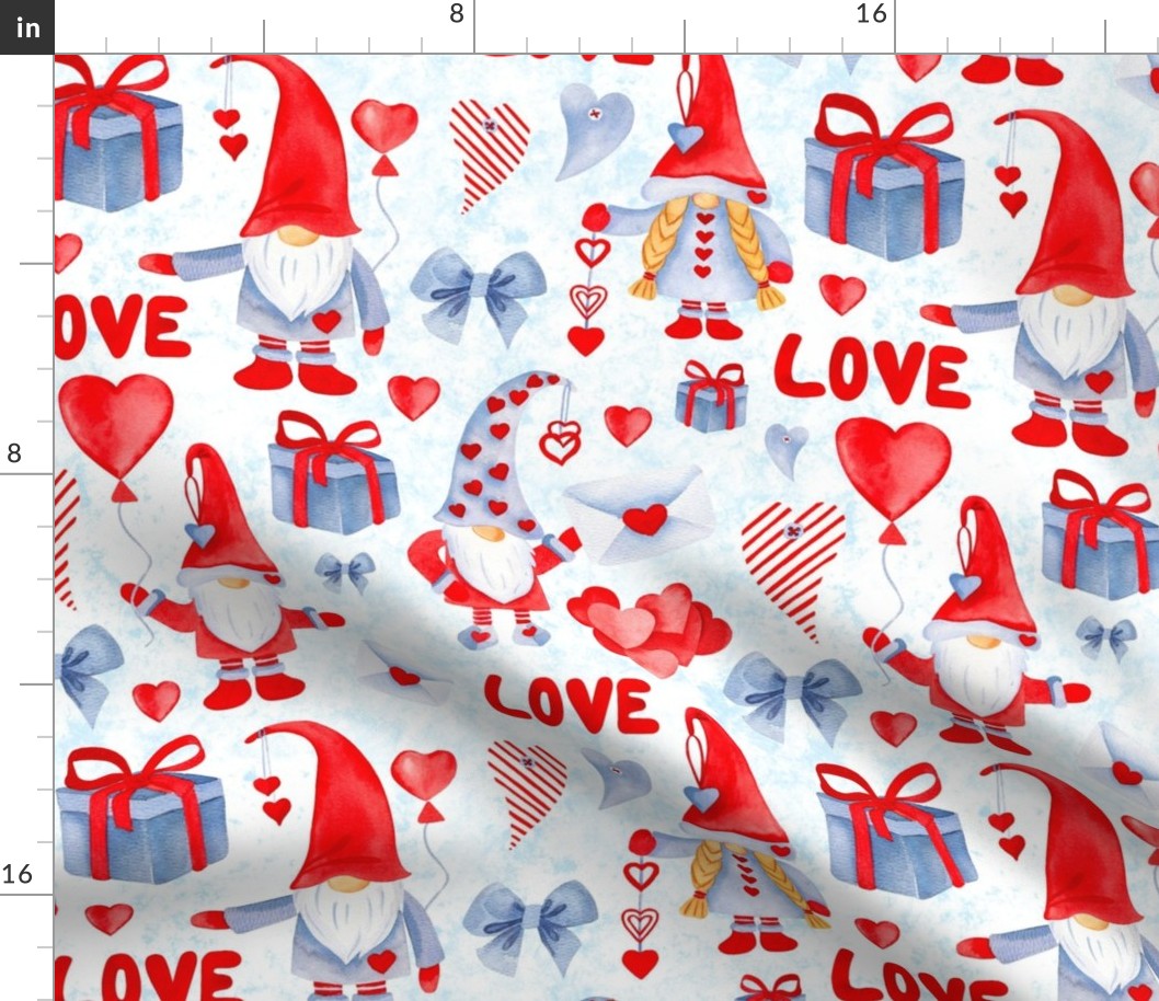Large Scale Valentine Love Gnomes Blue and Red