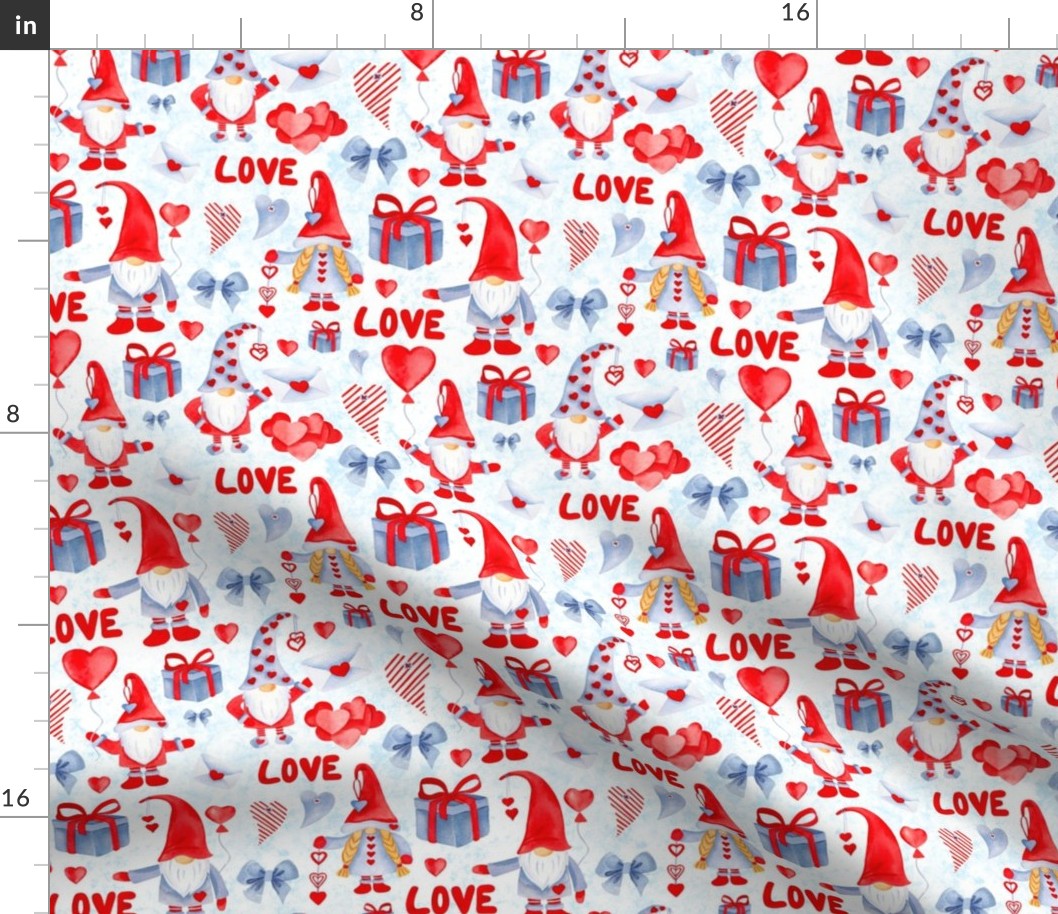 Medium Scale Valentine Love Gnomes Blue and Red