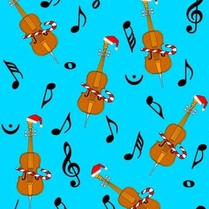 Christmas Cello Music Notes  Blue