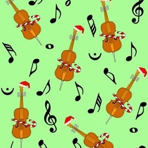 Christmas 3" Cello and  Music Notes Green