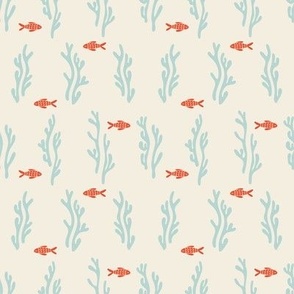 Fishes and Seaweed seamless pattern