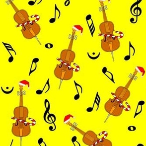 Christmas Cello Music Notes Yellow