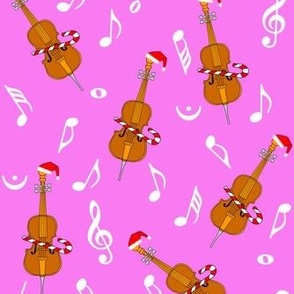 Christmas 3" Cellos and Music Notes Pink