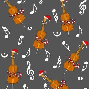 Christmas Cello Music Notes Gray