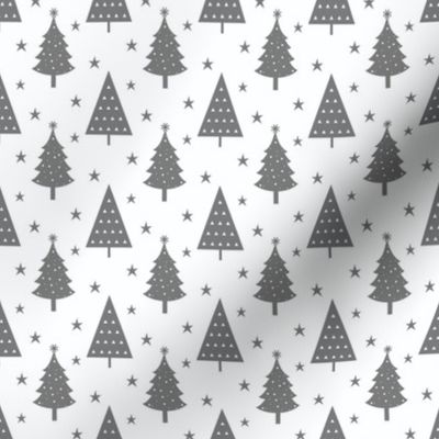 Smaller Scale Scandi Winter Christmas Trees in Slate Blue Grey Minimalist Holiday Forest Pines
