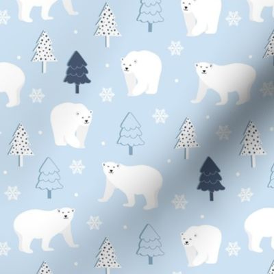 Medium Scale White Polar Bears Winter Snowy Forest