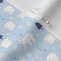 Small Scale White Polar Bears Winter Snowy Forest