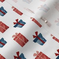 Small Scale Christmas Presents Blue and Red Holiday Wrapped Gifts