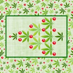 Large 27x18 Fat Quarter Panel for Wall or Door Hanging Weed Wish You a Merry Christmas Holiday Greenery and Ornaments Marijuana Pot Plant Humorous Indoor Garden Tea Towel Size