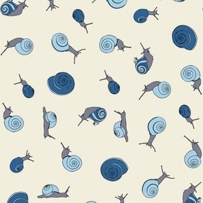 small - snails in blue on natural