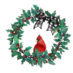 Christmas Cardinals Holly Wreath 16