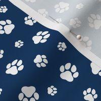 Paw Prints Navy Blue and White