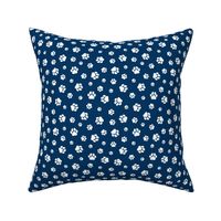 Paw Prints Navy Blue and White