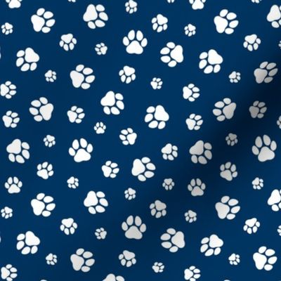 Paw Prints Navy Blue and White