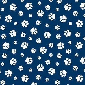 Paw Prints Navy Blue and White