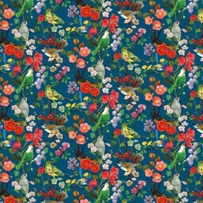 Birds and Blooms Chinoiserie {Dark Blue PMS 3025} mini scale