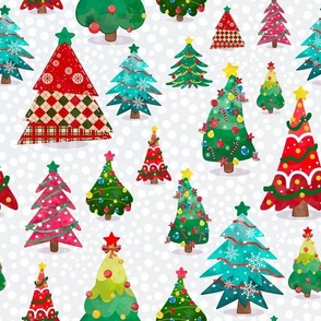 Large Scale Bright Colorful Christmas Tree Forest