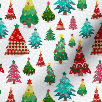 Medium Scale Bright Colorful Christmas Tree Forest