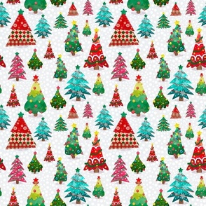 Medium Scale Bright Colorful Christmas Tree Forest