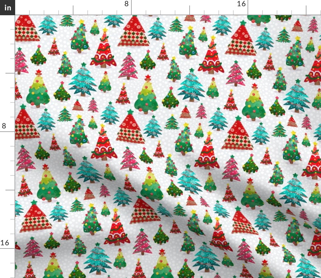 Medium Scale Bright Colorful Christmas Tree Forest
