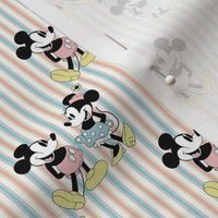 Smaller Scale Classic Mickey and Minnie Springtime French Ticking Stripes