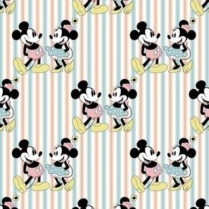 Smaller Scale Classic Mickey and Minnie Springtime French Ticking Stripes