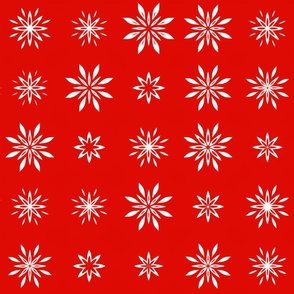 Large Scale White Scandi Stars on Red 