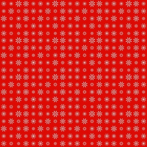Small Scale White Scandi Stars on Red