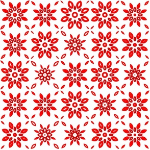 Large Scale Red Scandi Flower Stars on Red