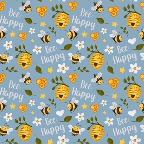 Medium Scale Bee Happy Honey Bumblebees Hives and Daisy Flowers