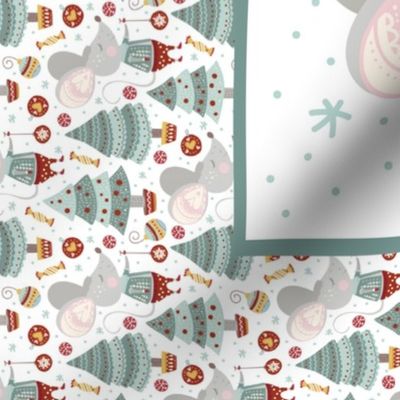 Fat Quarter Panel Wall or Door Hanging Tea Towel Size Christmas Mouse Holiday Tree Ornaments