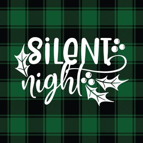 18x18 Square Panel for Cushion or Pillow Silent Night Holiday Green and Black Christmas Buffalo Plaid