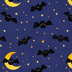  Bats and star night in Navy blue, Small