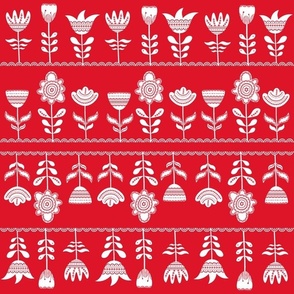 Bigger Scale Scandi Flowers Red and White Christmas Holidays