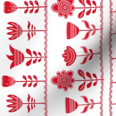 Fat Quarter Panel Wall or Door Hanging Tea Towel Size Scandi Flowers Red and White Christmas Holidays