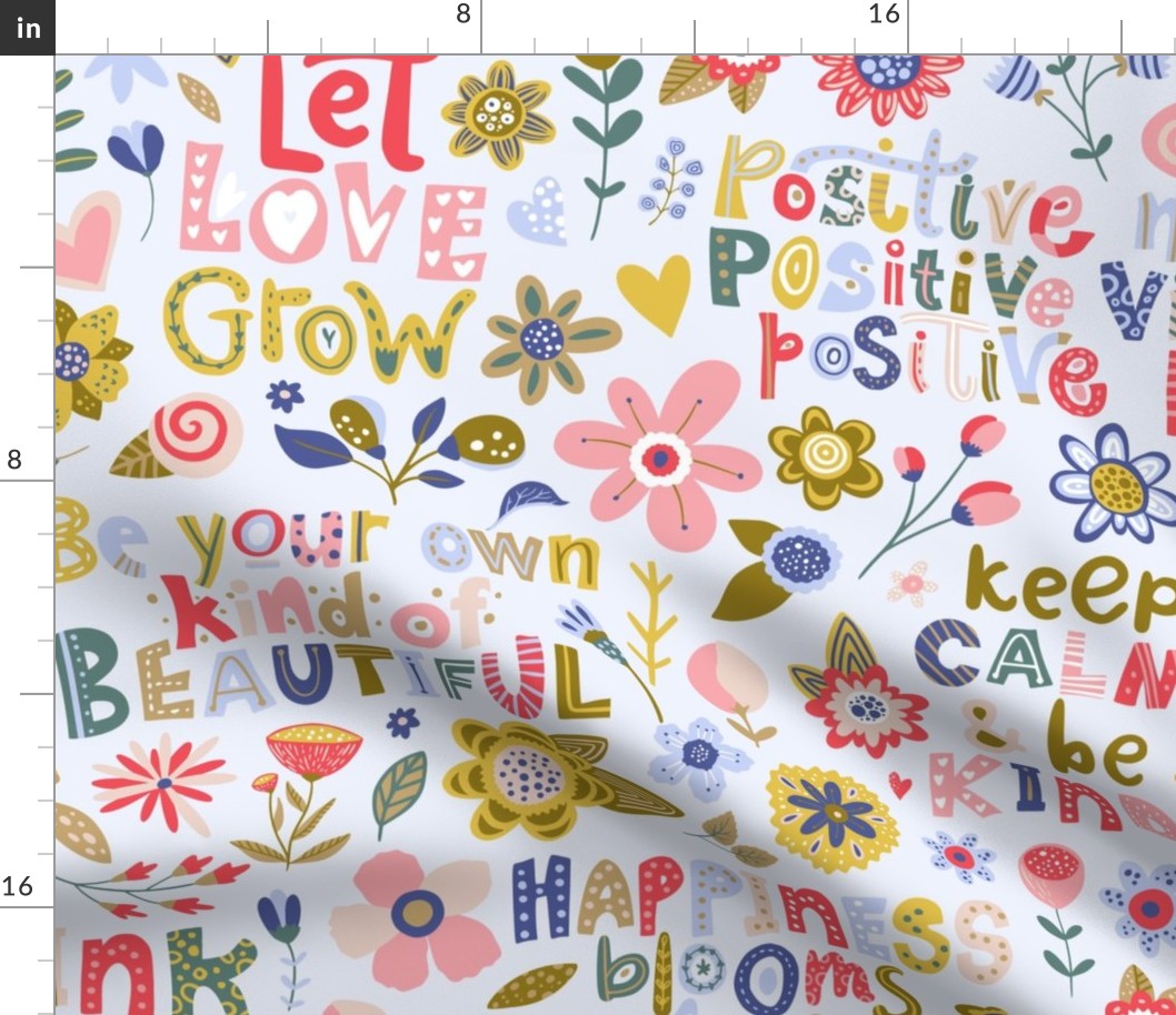 Large Scale Positive Vibes Motivational Sayings Floral