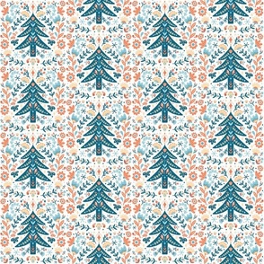 Medium Scale Scandi Holidays Teal Christmas Tree Floral